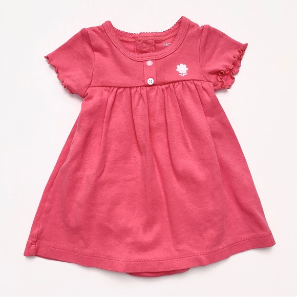 Carter’s Baby Girl 3M Short Sleeve Coral Bodysuit Dress - Picture 1 of 8